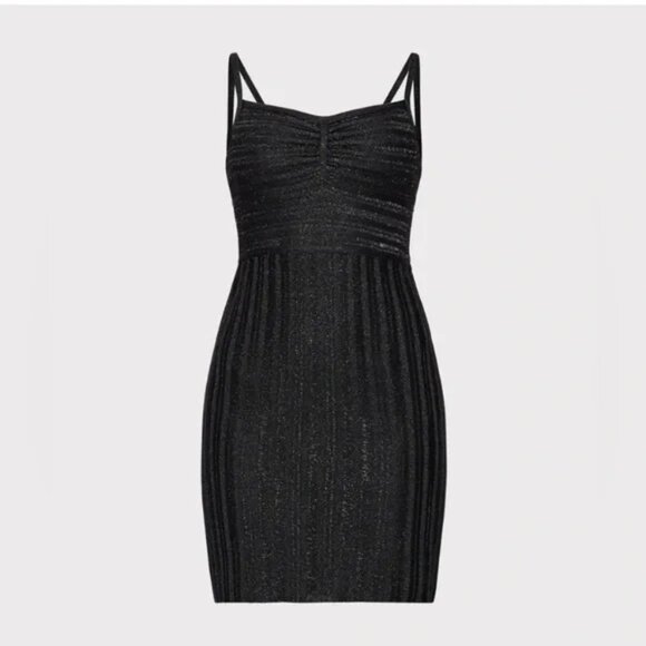 NEW - Herve Leger Lurex Eyelash Sweetheart Dress Black Size S - Picture 1 of 7